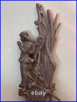 Antique French Iron Cross Fragment with Praying Angel Grave Religious Salvage Antique French Iron Cross Fragment with Praying Angel Grave Religious Salvage