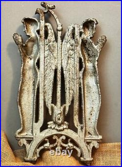 Antique French Iron Cross Fragment with Praying Angels 15 Religious Salvage Antique French Iron Cross Fragment with Praying Angels 15 Religious Salvage