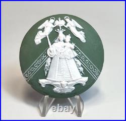 Antique French Jasperware Cameo Virgin Mary Madonna Jesus Religious Medallion