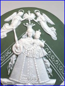 Antique French Jasperware Cameo Virgin Mary Madonna Jesus Religious Medallion