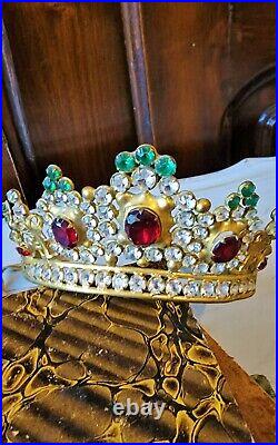 Antique French Jeweled Religious Statue Crown