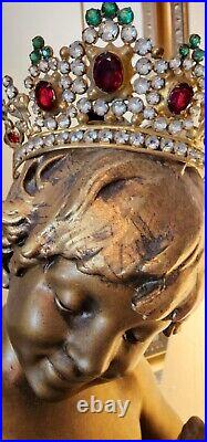 Antique French Jeweled Religious Statue Crown