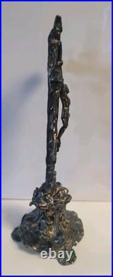 Antique French Metal Cross Crucifix Alter Christ Religious