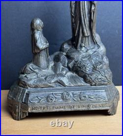 Antique French Notre Dame Lourdes Mother Mary Madonna religious Music box PLAYS