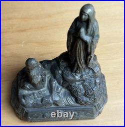 Antique French Notre Dame Lourdes Mother Mary Madonna religious Music box PLAYS