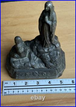 Antique French Notre Dame Lourdes Mother Mary Madonna religious Music box PLAYS