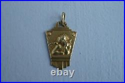 Antique French Religious 18k Gold Putty Cherub Angel Medal Pendant