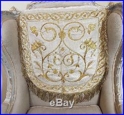 Antique French Religious Cope Hood Gold Metallic Embroidery Passementerie Trim
