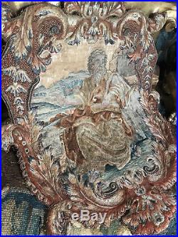 Antique French Religious Embroidered Silk Biblical Ecclesiastical Textile