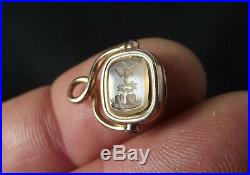 Antique French Religious Marriage Wax Seal-Pendant 18K Gold Agate Cornelian 19th