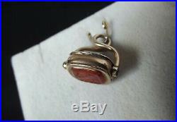 Antique French Religious Marriage Wax Seal-Pendant 18K Gold Agate Cornelian 19th