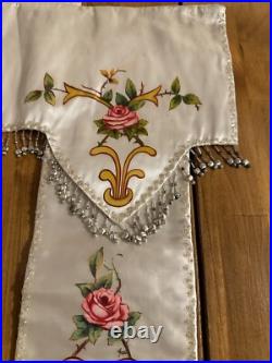 Antique French Religious Silk Altar Antependium Painted Liturgical Fabric Beaded
