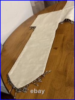 Antique French Religious Silk Altar Antependium Painted Liturgical Fabric Beaded