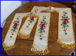 Antique French Religious Silk Altar Antependium hand painted Liturgical Fabric 1