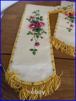 Antique French Religious Silk Altar Antependium hand painted Liturgical Fabric 1