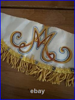 Antique French Religious Silk Altar Antependium hand painted Liturgical Fabric 1