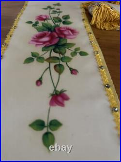 Antique French Religious Silk Altar Antependium hand painted Liturgical Fabric 1