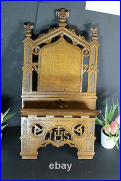 Antique French Religious altar church bible stand lectern Wood carved