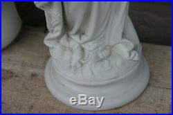 Antique French Religious porcelain bisque madonna figurine statue snake