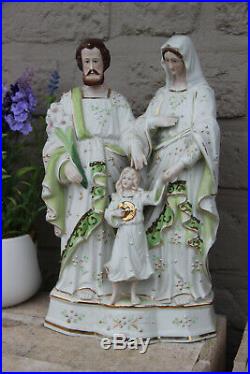 Antique French Religious porcelain holy family group statue