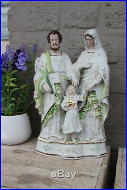 Antique French Religious porcelain holy family group statue