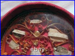 Antique French Reliquary 19 Relics inc St. Therese & Figurine of Virgin Mary Antique French Reliquary 19 Relics inc St. Therese & Figurine of Virgin Mary