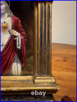 Antique French Sacred Heart of Jesus Religious Shrine Gilt Wood Bouasse Jeune