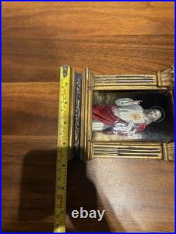 Antique French Sacred Heart of Jesus Religious Shrine Gilt Wood Bouasse Jeune
