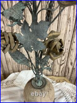Antique French Victorian Metal tole Flowers Religious decor