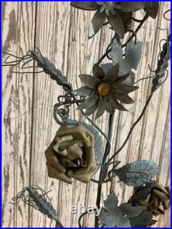 Antique French Victorian Metal tole Flowers Religious decor