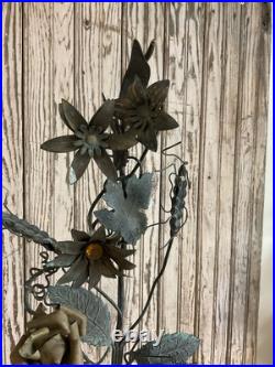 Antique French Victorian Metal tole Flowers Religious decor