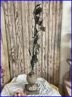 Antique French Victorian Metal tole Flowers Religious decor