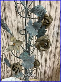 Antique French Victorian Metal tole Flowers Religious decor