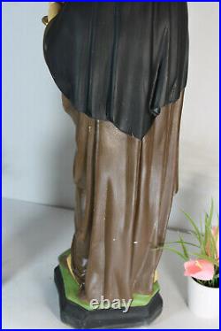 Antique French XL Rare chalkware statue saint clara Religious church