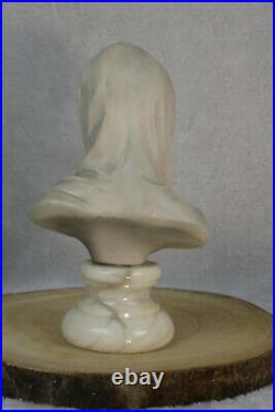 Antique French alabaster virgin mary Statue sculpure bust religious