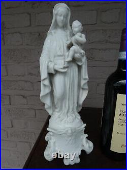 Antique French bisque porcelain madonna statue religious