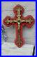 Antique-French-brass-velvet-fleur-de-lys-wall-crucifix-religious-01-fnp