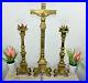 Antique-French-bronze-church-altar-religious-candle-holder-crucifix-set-01-ce