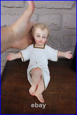 Antique French ceramic nativity baby jesus statue christmas child religious