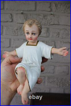 Antique French ceramic nativity baby jesus statue christmas child religious