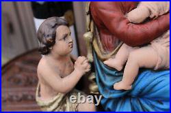 Antique French ceramic statue mary jesus john baptist sculpture religious