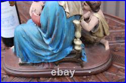 Antique French ceramic statue mary jesus john baptist sculpture religious