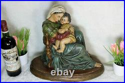 Antique French chalk Statue group mary jesus young religious