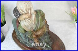 Antique French chalk Statue group mary jesus young religious