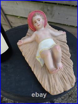 Antique French chalk nativity baby jesus statue religious