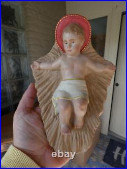 Antique French chalk nativity baby jesus statue religious