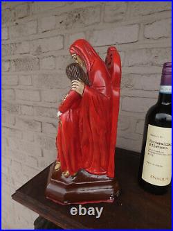 Antique French chalk statue Saint anne mary religious