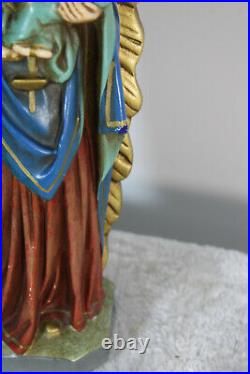 Antique French chalkware madonna angels statue religious