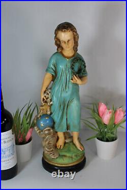 Antique French chalkware religious statue of young jesus