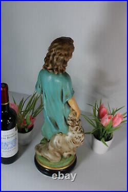 Antique French chalkware religious statue of young jesus